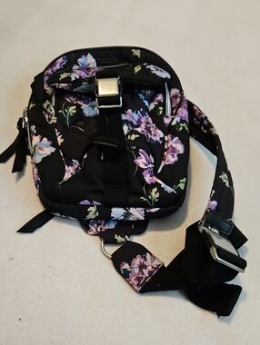 Vera Bradley Utility Sling Backpack In Floating Plum Pansies